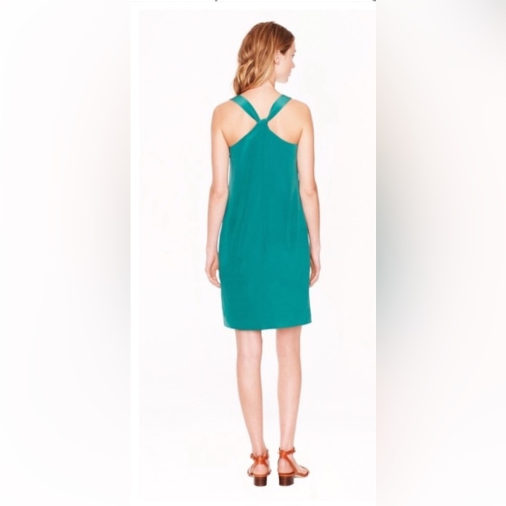 J‎ CREW  TANK DRESS with TWIST KNOT detail BACK green lined straight fit sz 4